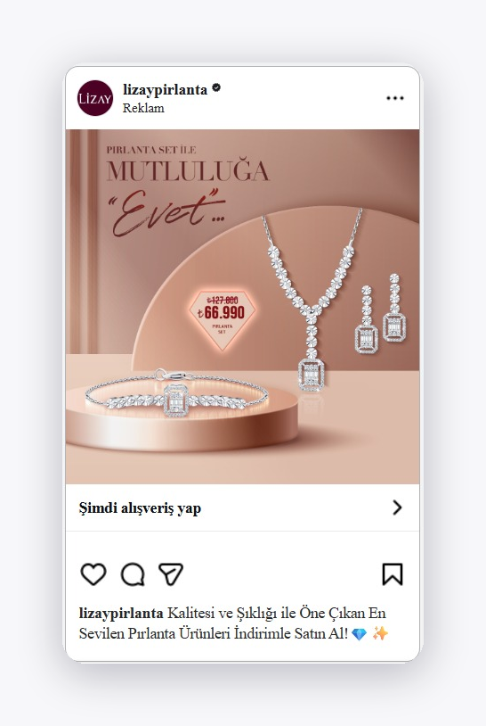 Lizay Pırlanta Instagram diamond set ad