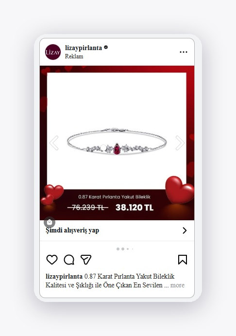 Lizay Pırlanta Instagram ruby bracelet ad