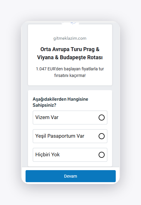 Gitmek Lazım lead form visa question
